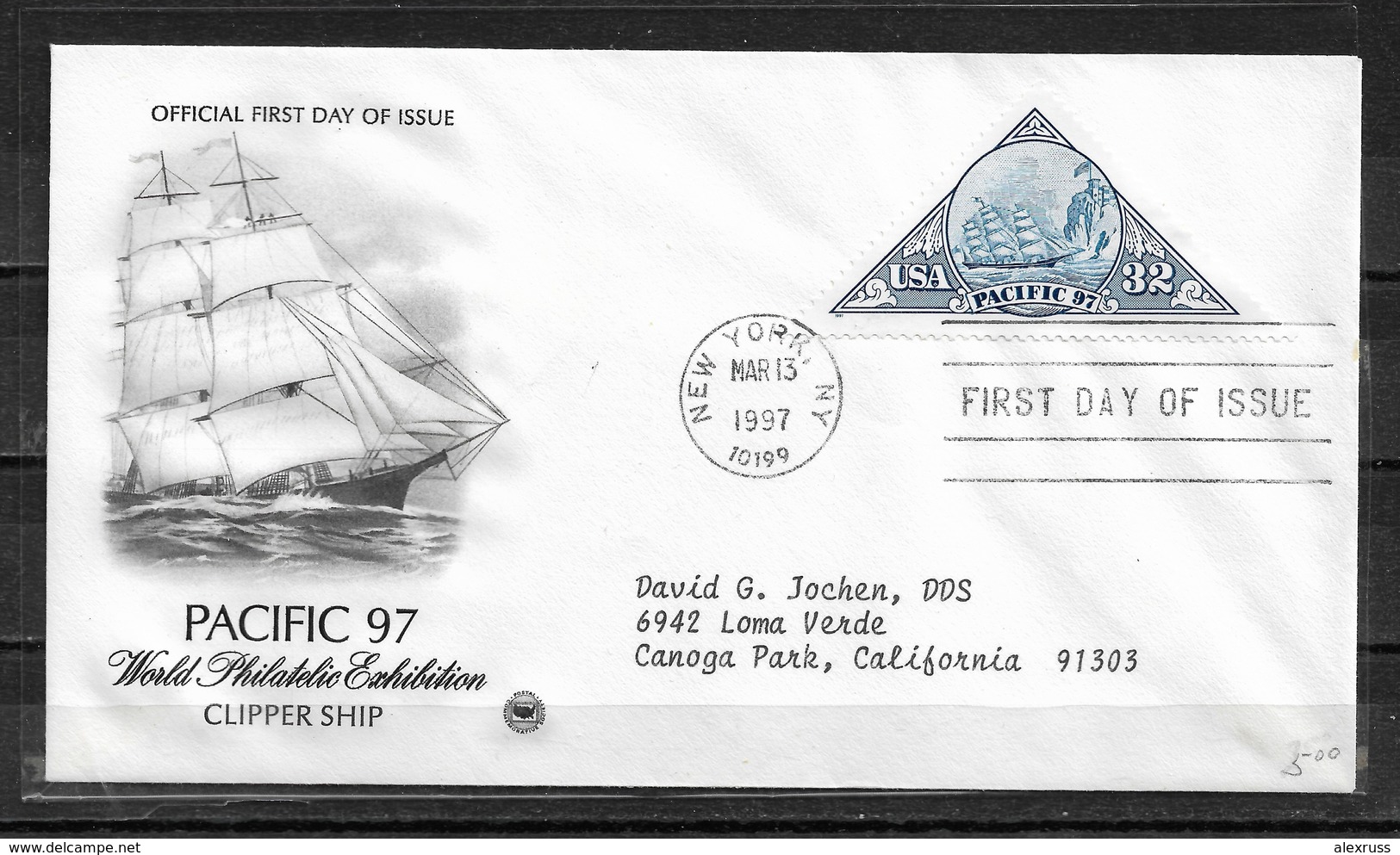 US 1997 Cachet FDC Ships, Sailing Ships,PACIFIC 97 World Philatelic EXPO, VF Rare, Very Limited  Issue!! (NR-7) - Ships