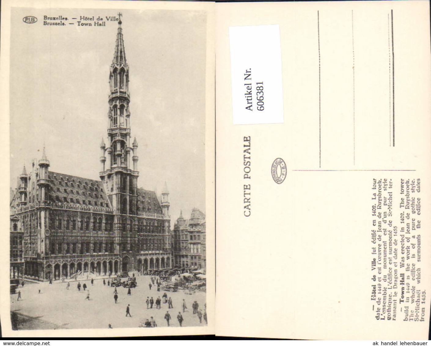 606381,Br&uuml;ssel Bruxelles Hotel De Ville Rathaus Town Hall - Sonstige & Ohne Zuordnung