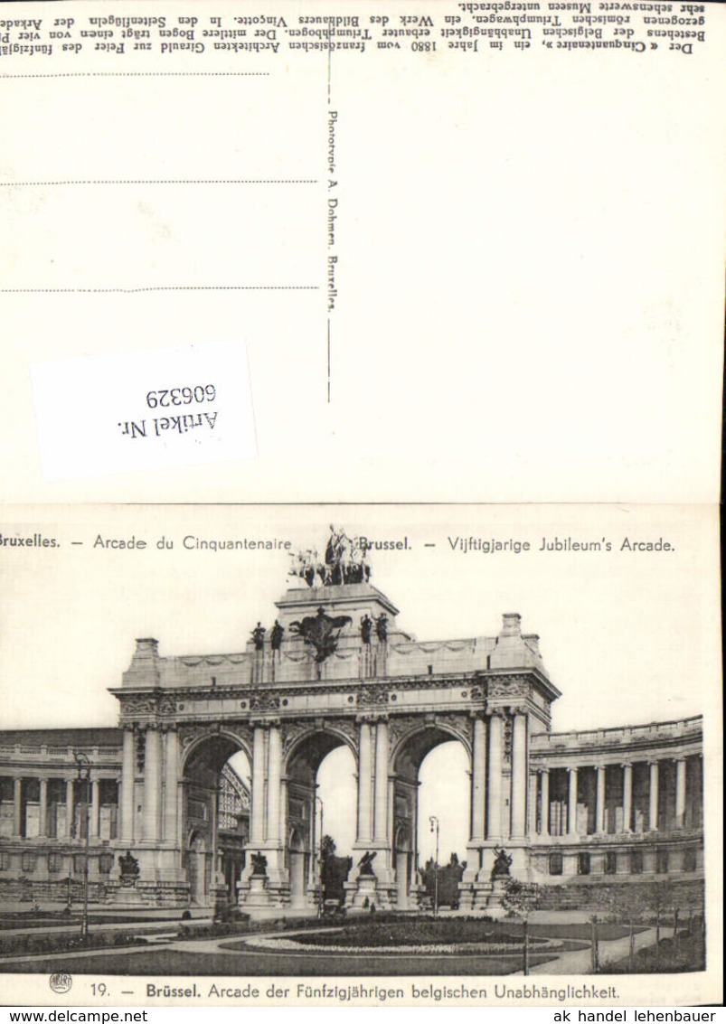 606329,Br&uuml;ssel Bruxelles Arcade Du Cinquantenaire Arkade D. 50J&auml;hrigen Belgischen Una - Sonstige & Ohne Zuordnung