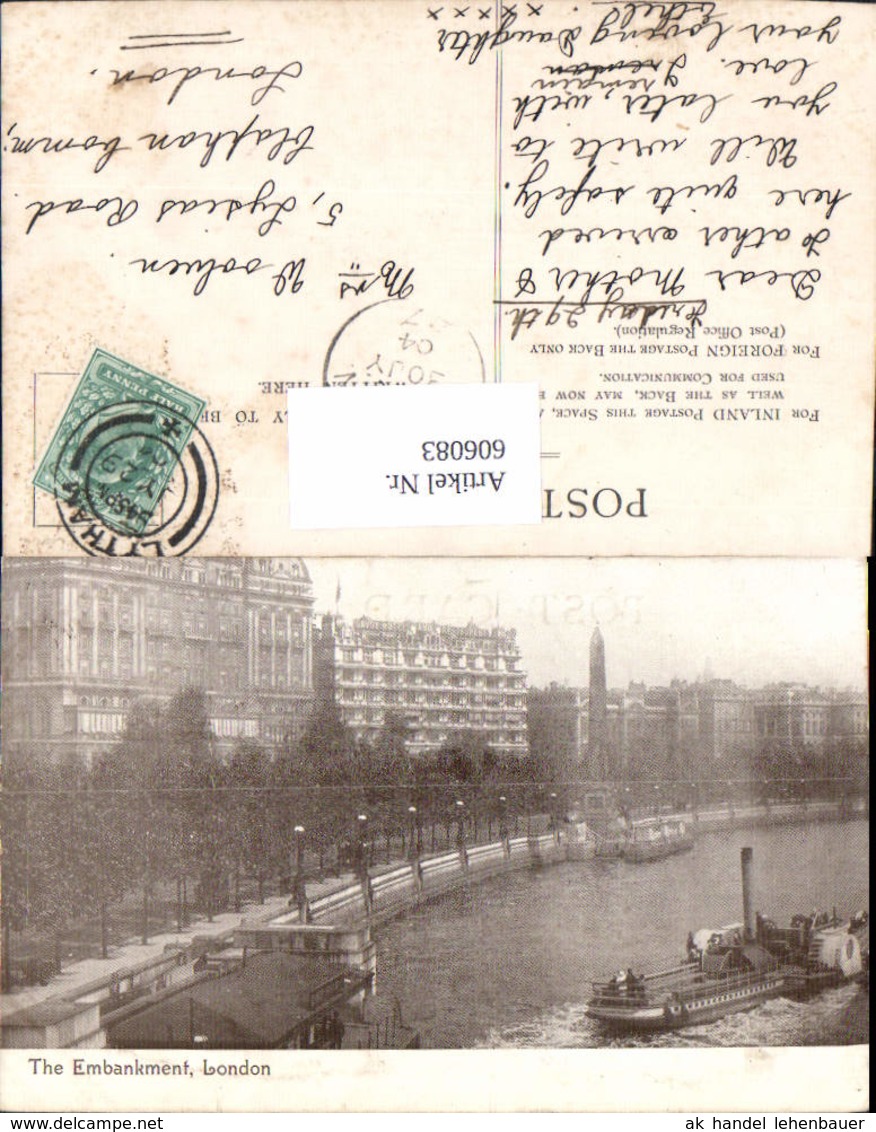 606083,London The Embankment Schiff Dampfer Raddampfer Great Britain - Sonstige & Ohne Zuordnung