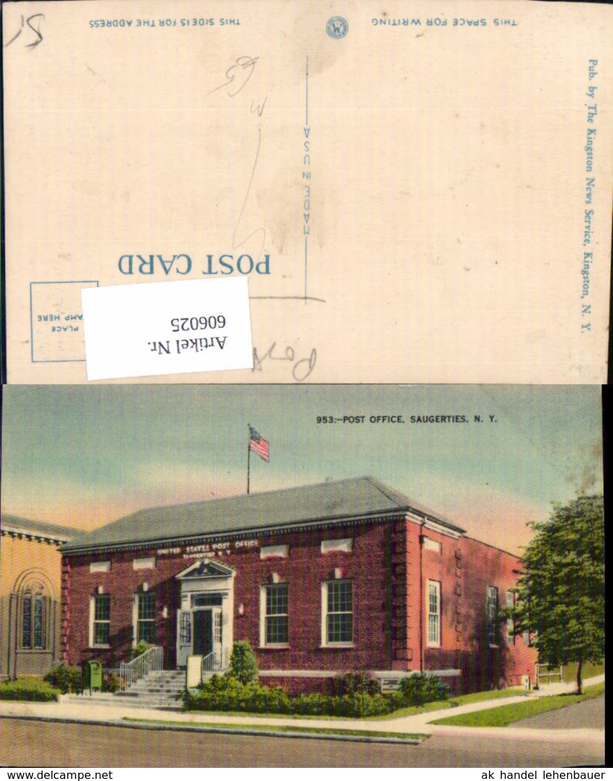 606025,Post Office Saugerties Post Postamt New York - Sonstige & Ohne Zuordnung