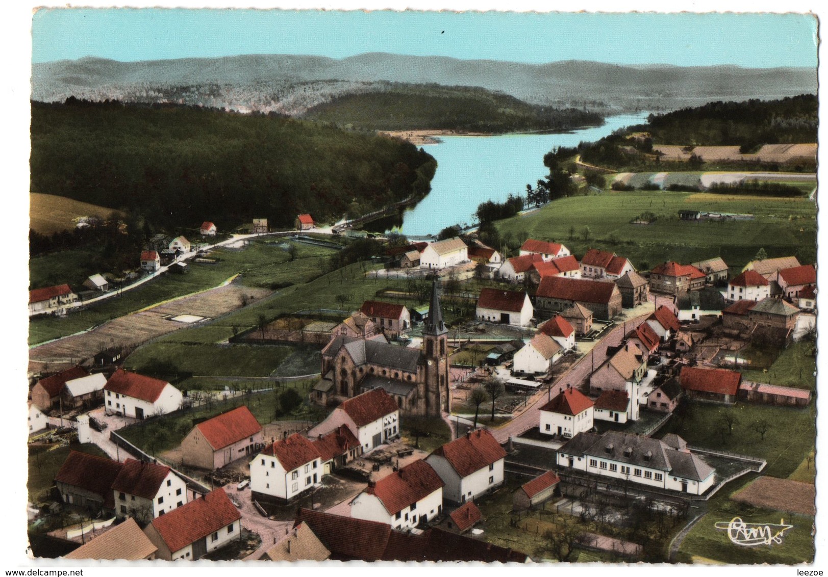 Carte Postale Photo Vue Aérienne Haspelschiedt En Moselle L'étang Et Le Camping En Arrière Plan.......c02 - Autres & Non Classés