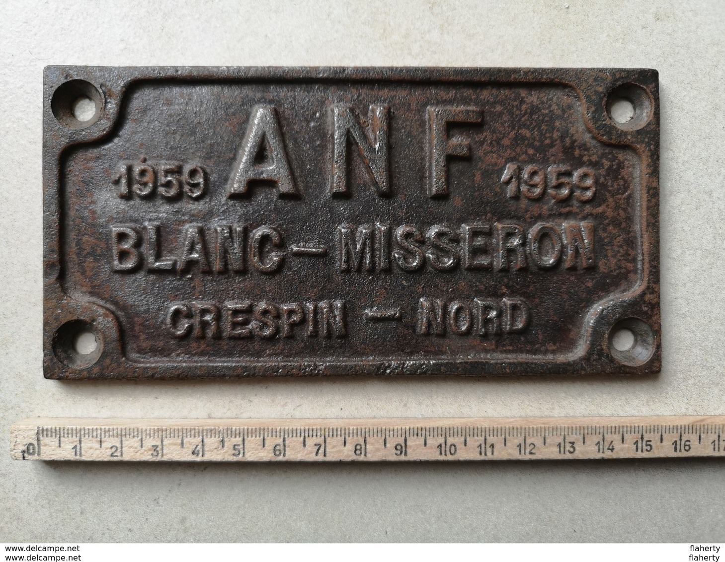 Plaque Chemin De Fer 1959 ANF Blanc Misseron Crespin Nord - Railway