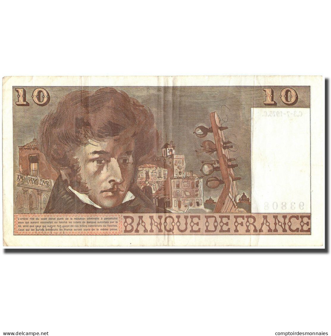 France, 10 Francs, Berlioz, 1975, 1975-07-03, TB+, Fayette:63.11, KM:150b - 10 F 1972-1978 ''Berlioz''