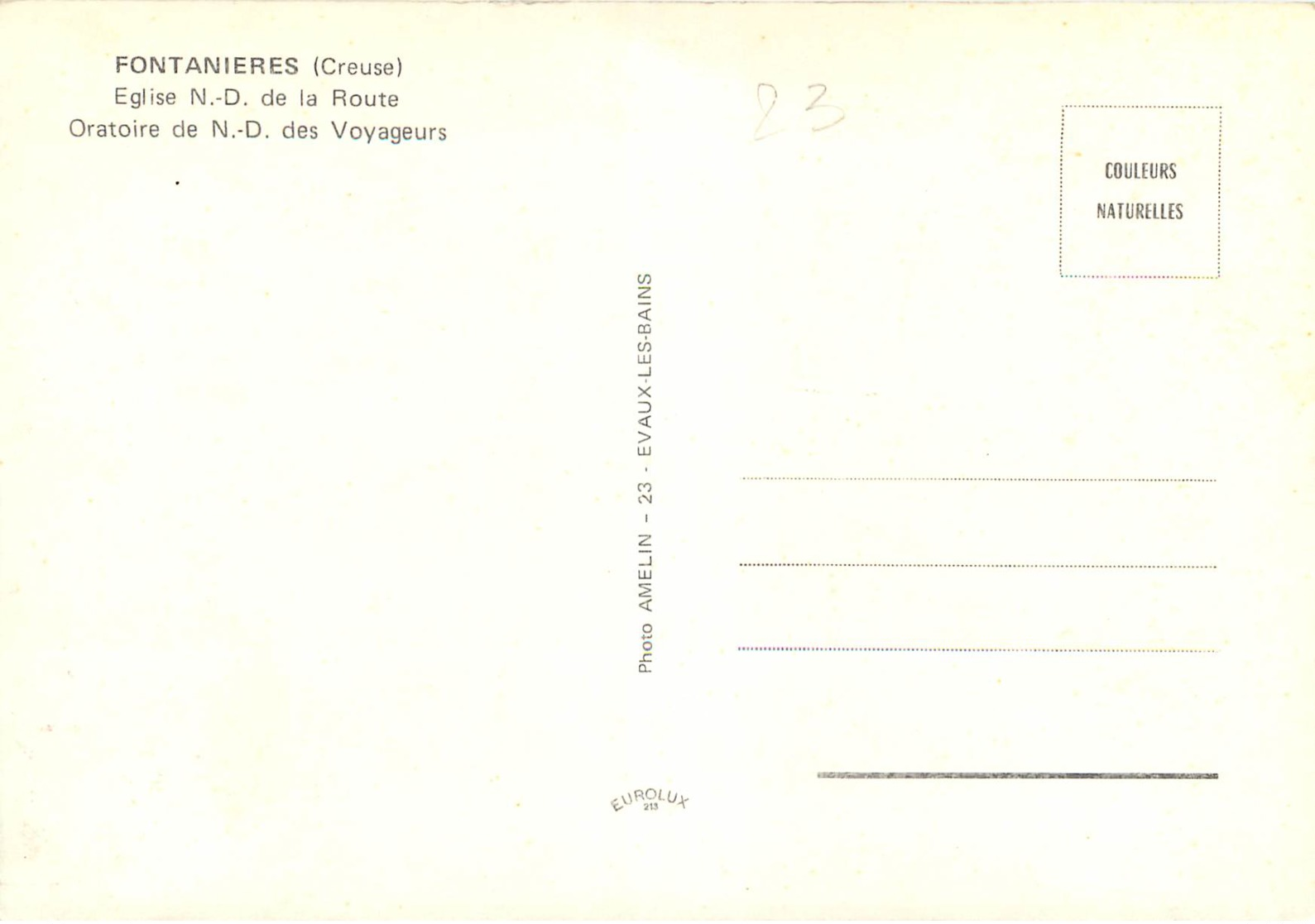 23 - FONTANIERES - Autres & Non Classés