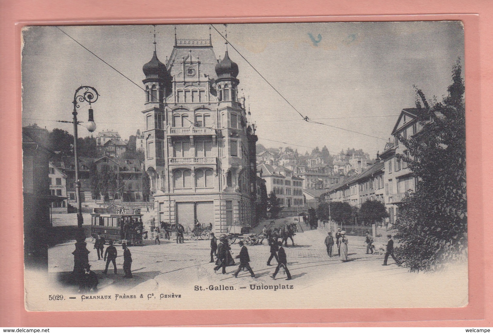 OUDE POSTKAART ZWITSERLAND - SCHWEIZ -  SUISSE -  ST. GALLEN - UNIONPLATZ - TRAM - GEANIMEERD - Saint-Gall