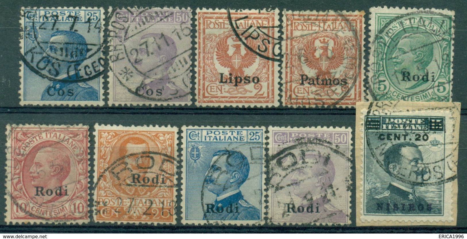 V6283 ITALIA ISOLE DELL'EGEO Lotto Di 10 Francobolli Usati, Buone Condizioni, Alto Valore Catalogo - Egée (Lipso)