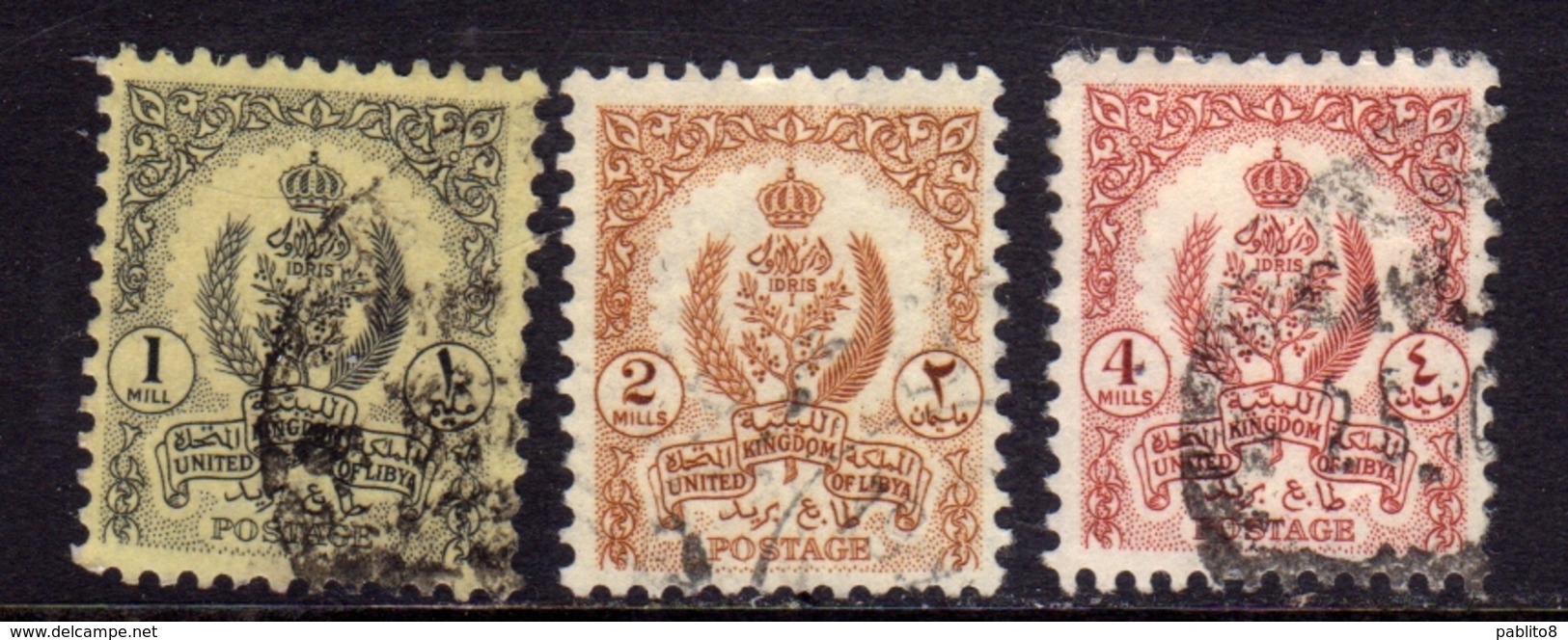 LIBYA LIBIA UNITED KINGDOM REGNO UNITO 1957 STEMMA COAT OF ARMS SERIE COMPLETA COMPLETE SET USATA USED OBLITERE' - Libia