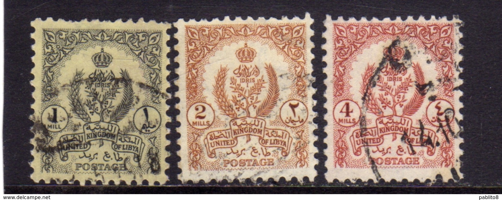 LIBYA LIBIA UNITED KINGDOM REGNO UNITO 1957 STEMMA COAT OF ARMS SERIE COMPLETA COMPLETE SET USATA USED OBLITERE' - Libia