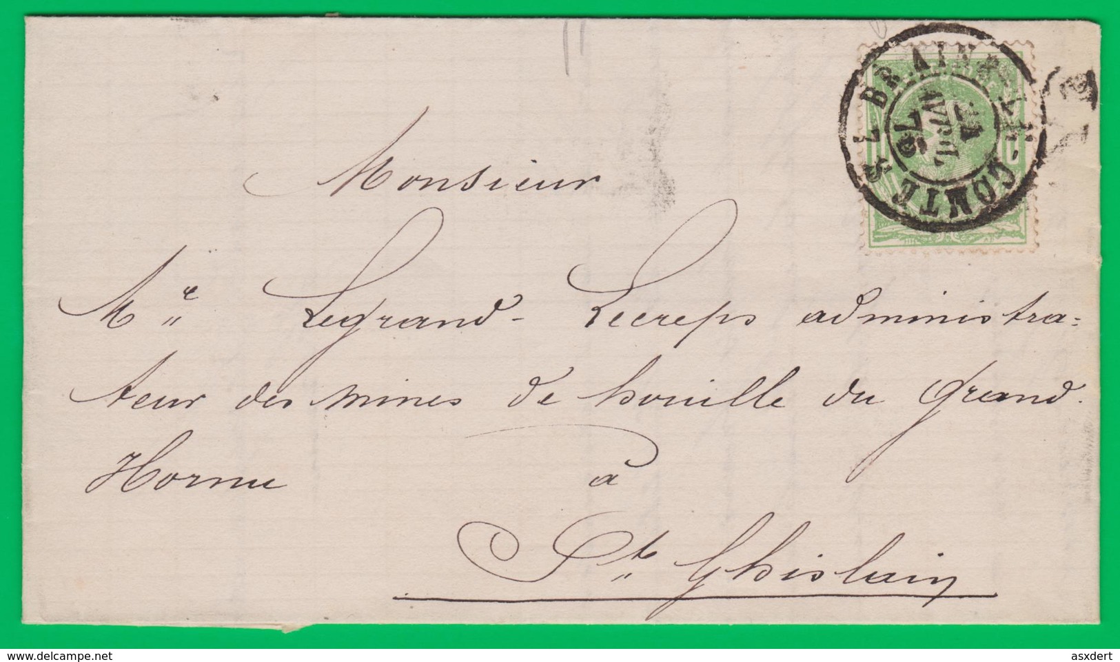 30 Lettre - DC. BRAINE-le-COMTE 1876 Vers St. Ghislain. Avec Contenu / 0309/2 - 1869-1883 Léopold II