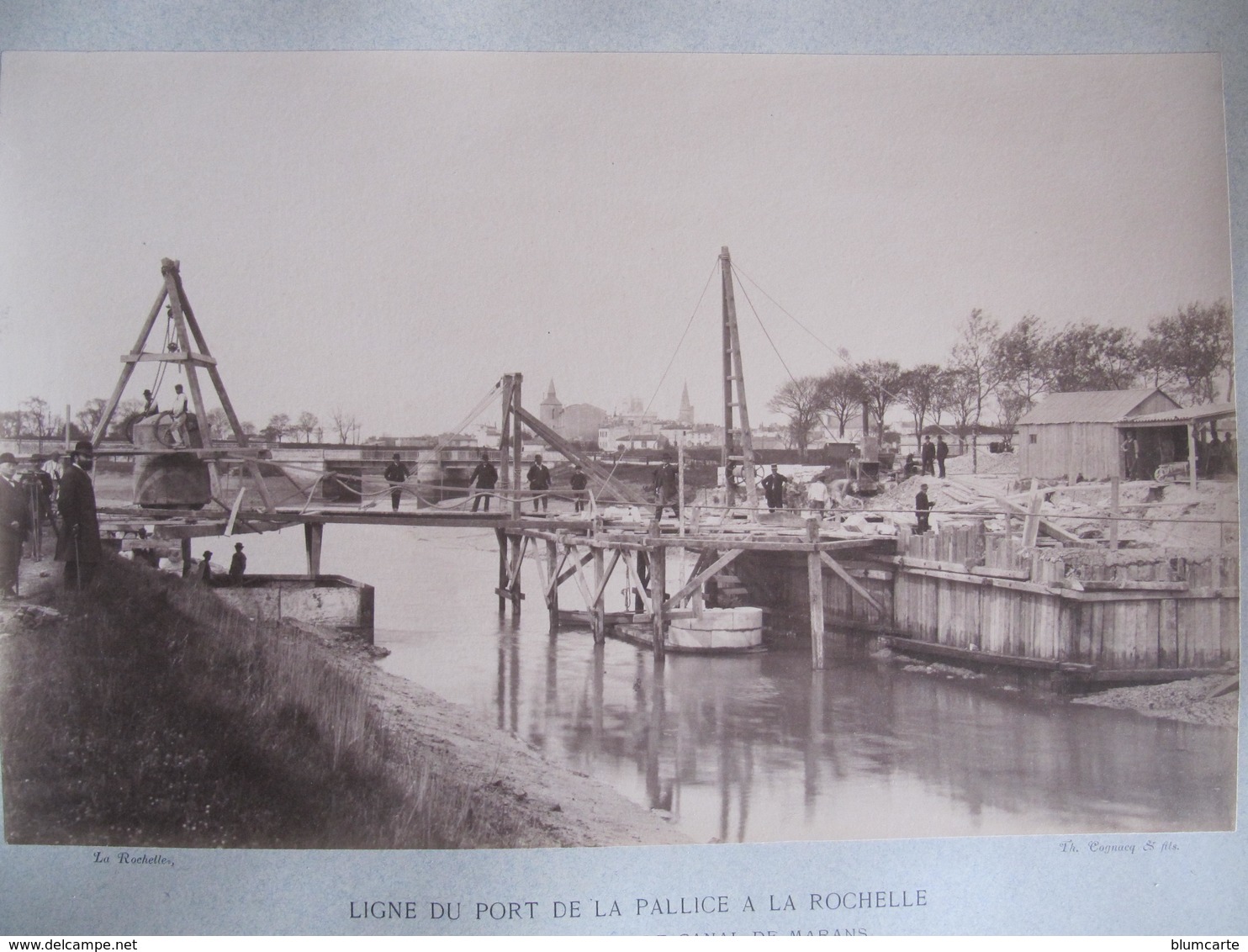 Grande Photo - COGNACQ & FILS - LIGNE DU PORT DE LA PALLICE A LA ROCHELLE - 3 Mai 1890 - PONT TOURNANT CANAL DE MARANS - Lieux