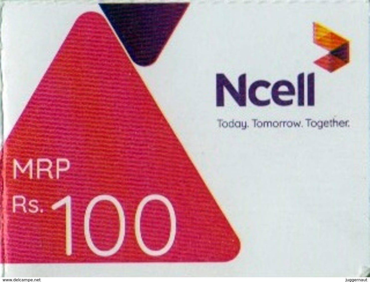 GSM MOBILE Rs.100 PHONE PREPAID USED MINI RECHARGE CARD NCELL MOBILE NEPAL - Nepal