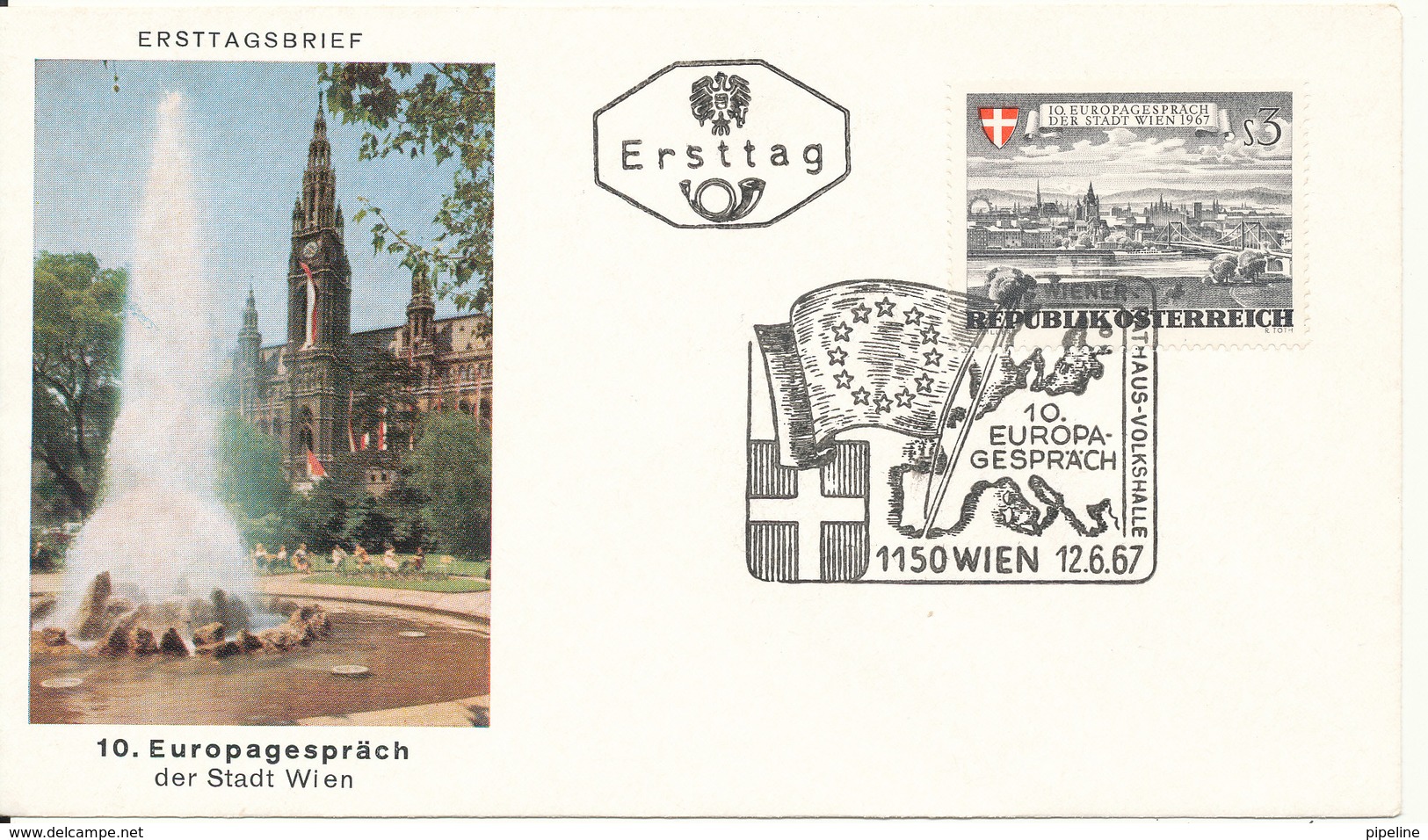 Austria FDC 10. EUROPA Sprach Der Stadt Wien 12-6-1967 With Cachet - FDC