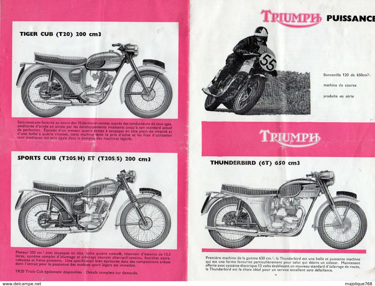 Catalogue Dépliant - Motos Triumph Publié Au Moi De Septembre 1964, état Moyen - Moto