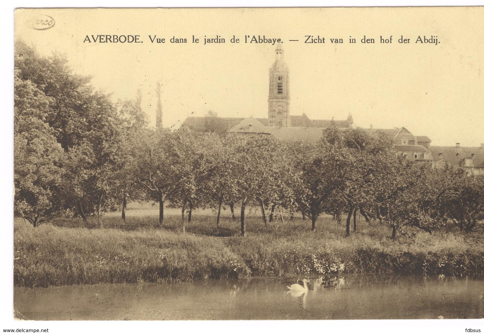 1923 Averbode Abdij - Zicht - Swan Zwaan - Ed. Defives Bogaert - Gelopen Kaart Zie 7 Punt Stempel Averbode - Scherpenheuvel-Zichem