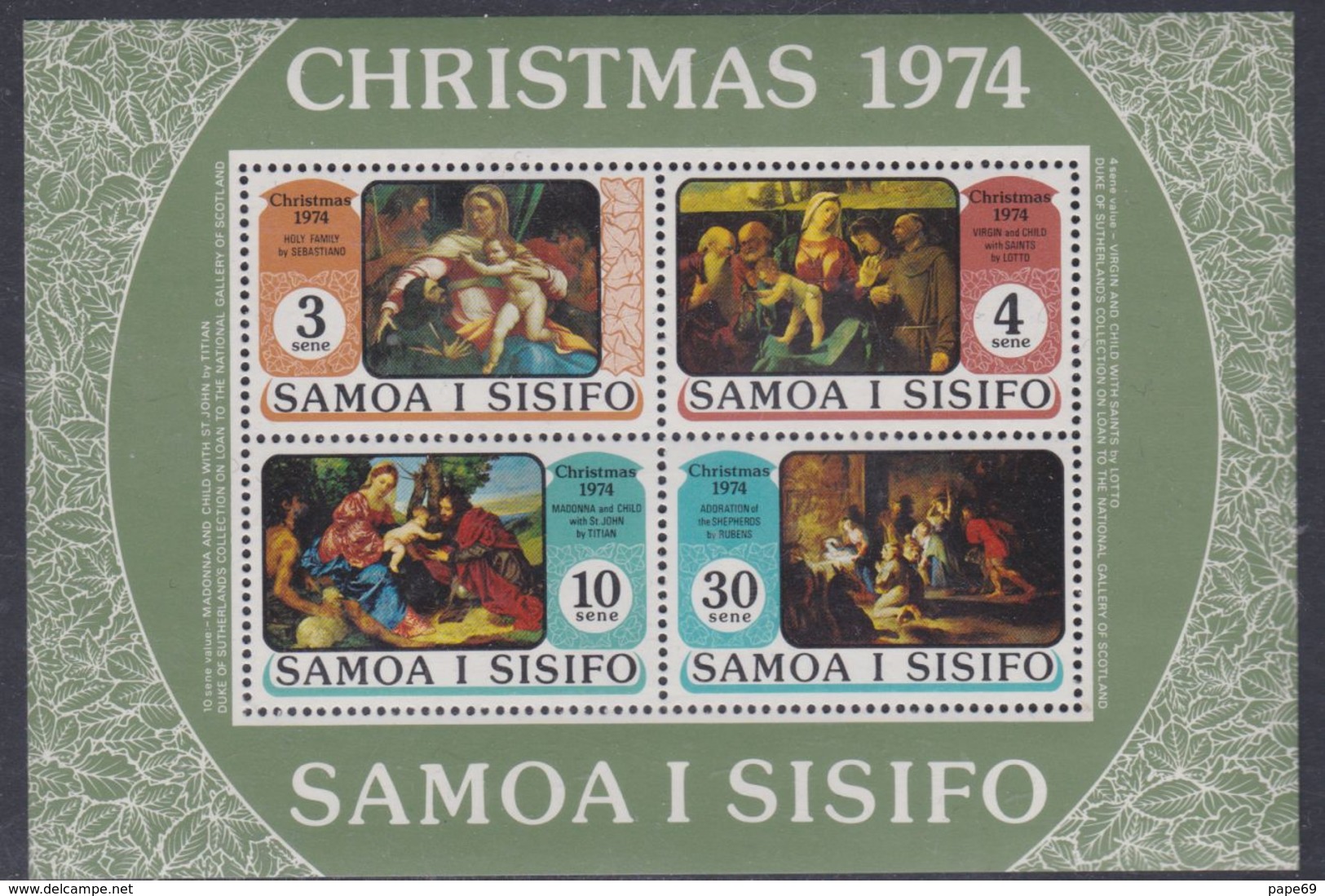 Samoa BF N° 7  XX Noël, Le Bloc Sans Charnière, TB - Samoa