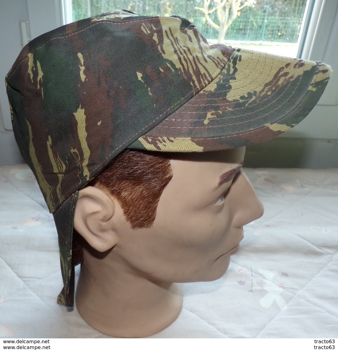 ARMEE AMERICAINE U.S : CASQUETTE AVEC NUQUIERE CAMOUFLEE , TAILLE 7 1/4 SOIT TAILLE FRANCAISE 58  , BON ETAT VOIR PHOTO - Casques & Coiffures