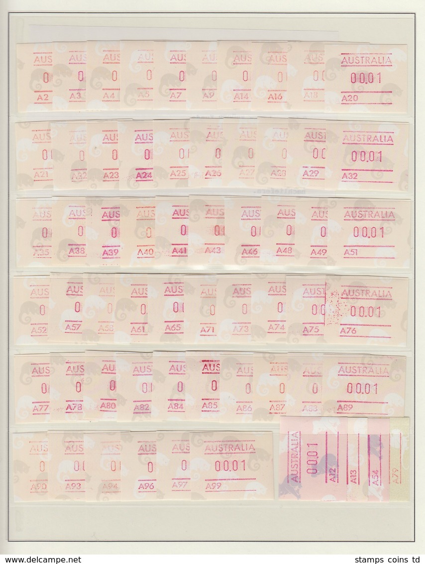 Australien Frama-ATM Ringelschwanz-Opossum 105 Versch. A- Und B-Nummern ** - Timbres De Distributeurs [ATM]