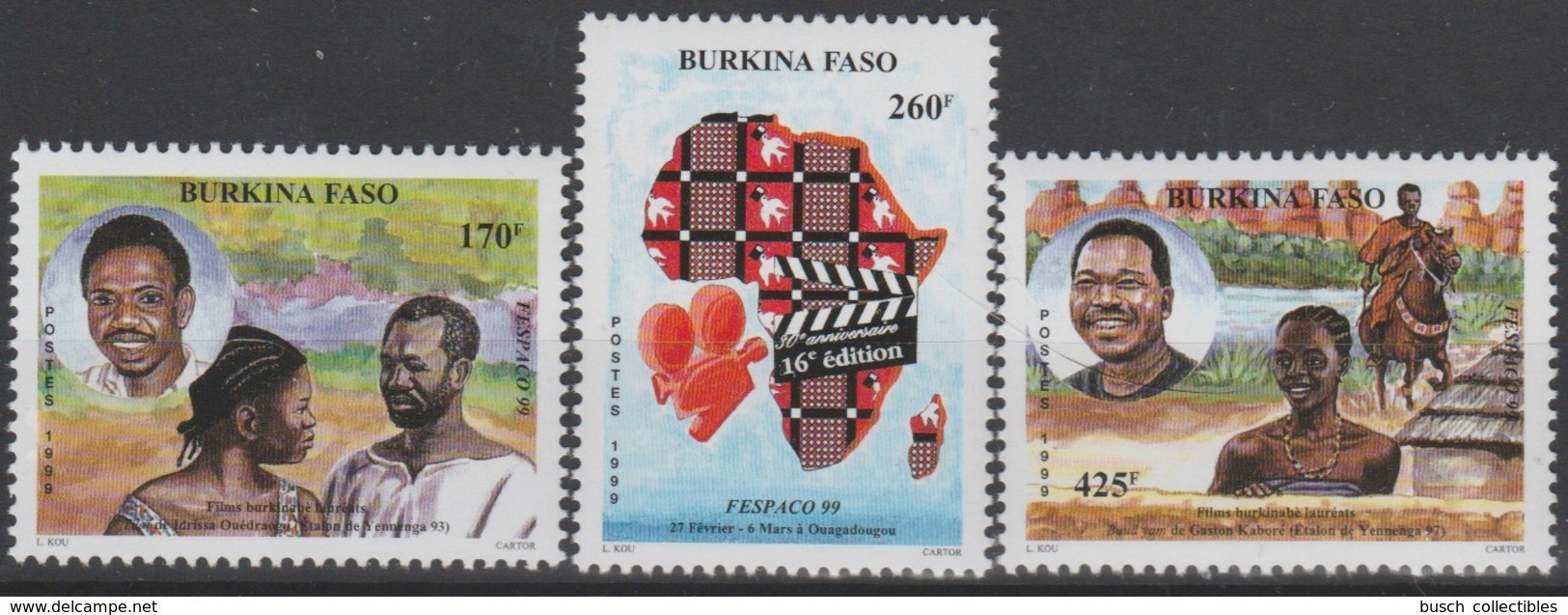 Burkina Faso 1999 Mi. 1618 - 1620 FESPACO 30e Anniversaire Map Landkarte Film Festival Kino Cinema 3 Val. ** - Burkina Faso (1984-...)