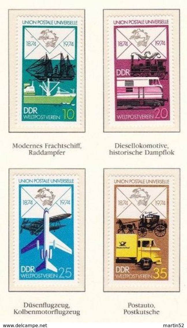 Allemagne-Est Germany-East DDR 1974: 100 Jahre UPU - Postauto,Schiffe,Eisenbahn,Flugzeug Michel-No.1984-87 ** - U.P.U.