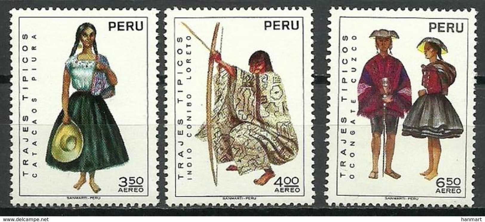Peru 1972 Mi 872-874 MNH ( ZS3 PRU872-874dav106C ) - Costumes