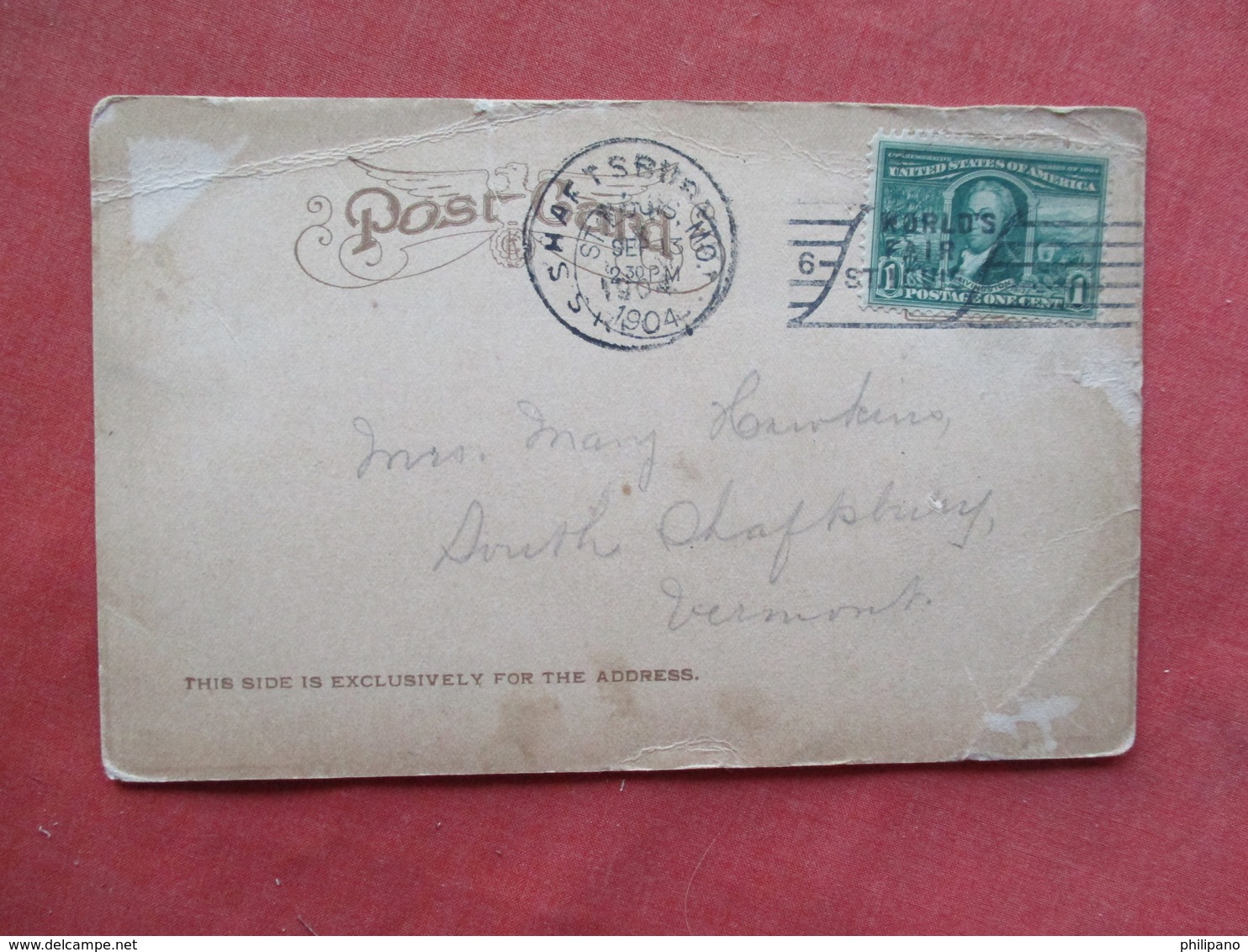 St Louis  1904 Worlds Fair  Fillipino Village As Is Several Creases-- Has Stamp & Cancel  Ref 3259 - Exhibitions