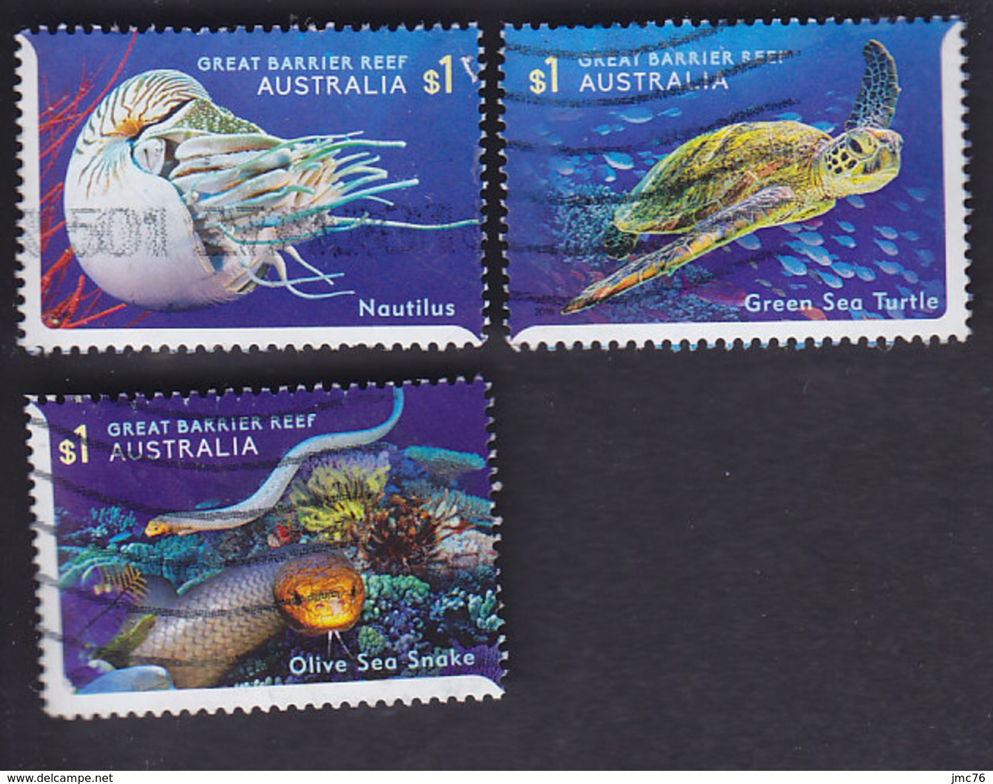 Australie: Faune: Nautilus Pompilius, Tortue Verte,  Ange De Mer Impérial  (non Adhésifs) YT 4638.39. 41 - Usati