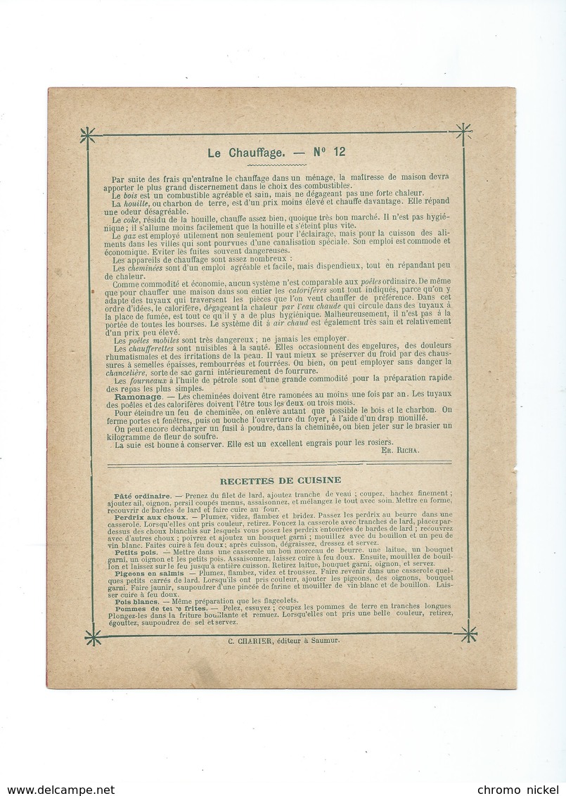 Maîtresse De Maison Le Chauffage + Recettes De Cuisine Couverture Protège-cahier Bien +/- 1900 3 Scans - Protège-cahiers