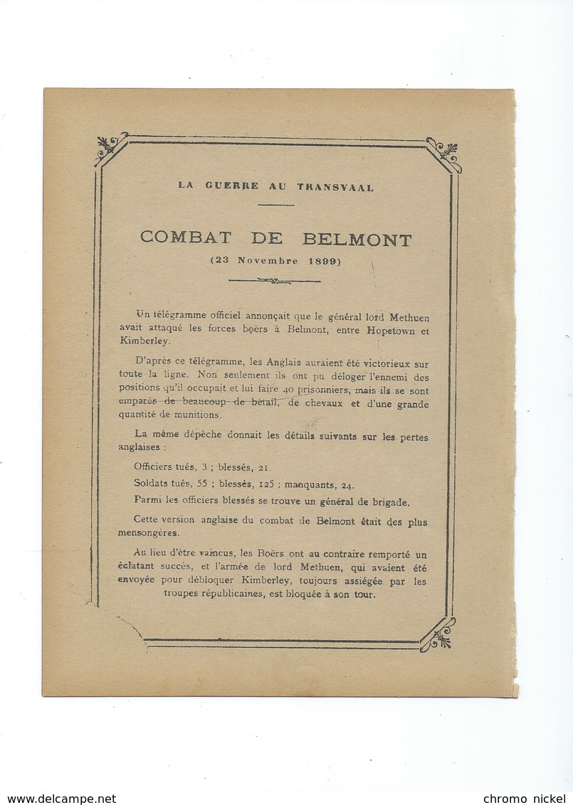 Guerre Au Transvall BOËRS Combat De Belmont Couverture DORURES Protège-cahier Bien +/- 1900 3 Scans - Protège-cahiers