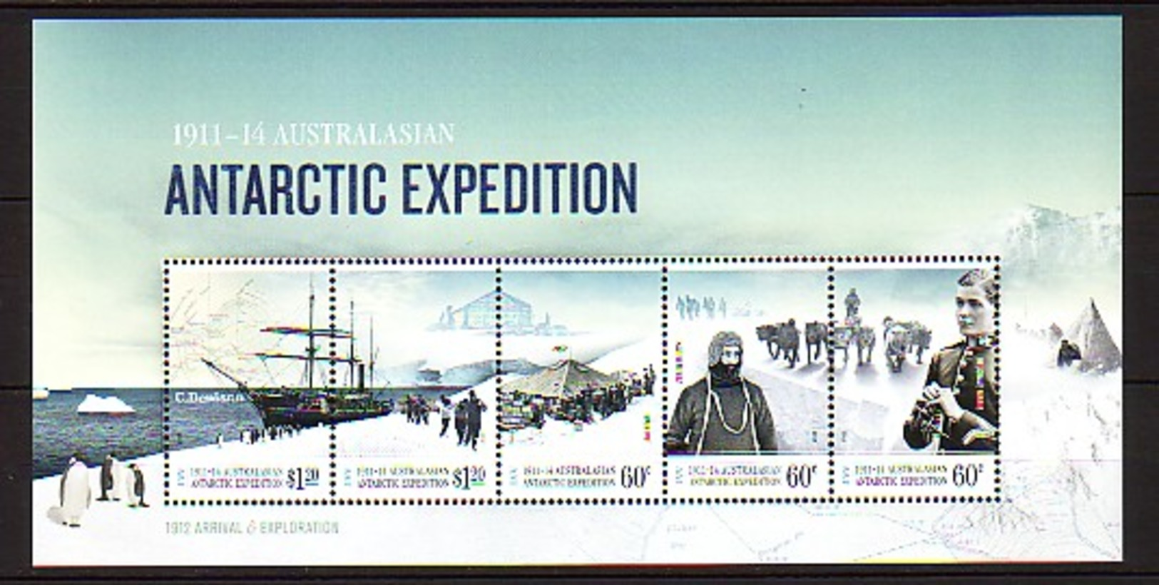 2012 Antarctique Australien Neuf** Bf N° 11 Exploration Polaire : Bateau : Chien De Traineau - Neufs