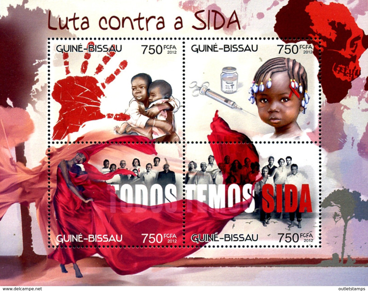 Ref. 302001 * NEW *  - GUINEA BISSAU . 2012. FIGHT AGAINST AIDS. LUCHA CONTRA EL SIDA - Guinea-Bissau