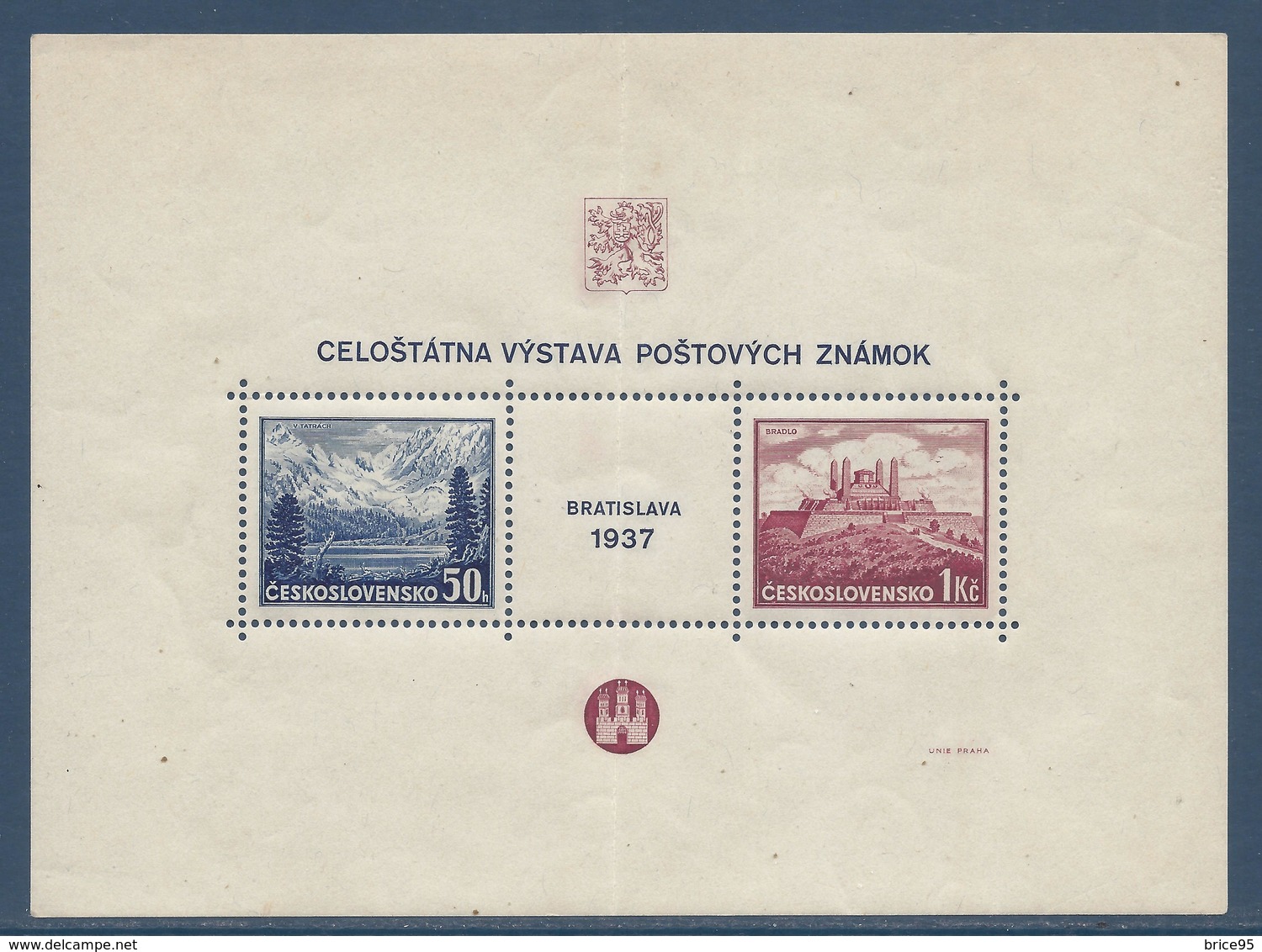 Tchécoslovaquie - YT Bloc N° 3 - Neuf Avec Charnière, Cassure - 1937 - Blocks & Sheetlets