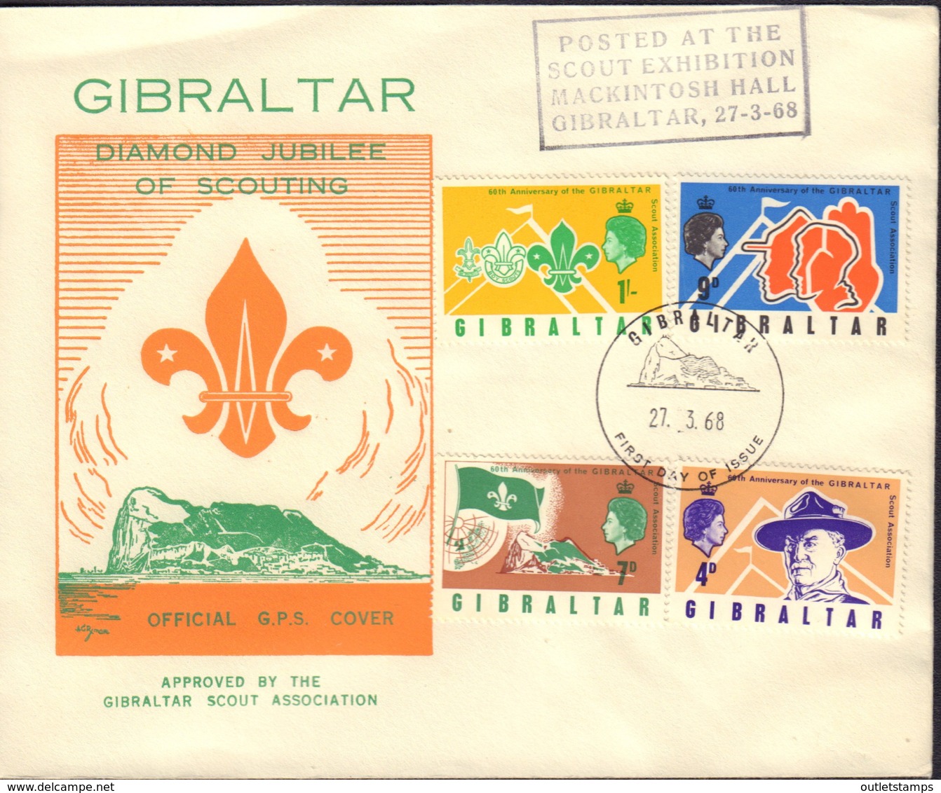 Ref. 376246 * NEW *  - GIBRALTAR . 1968. 60th ANNIVERSARY OF SCOUTS IN GIBRALTAR. 60 ANIVERSARIO DEL ESCULTISMO EN GIBRA - Gibraltar