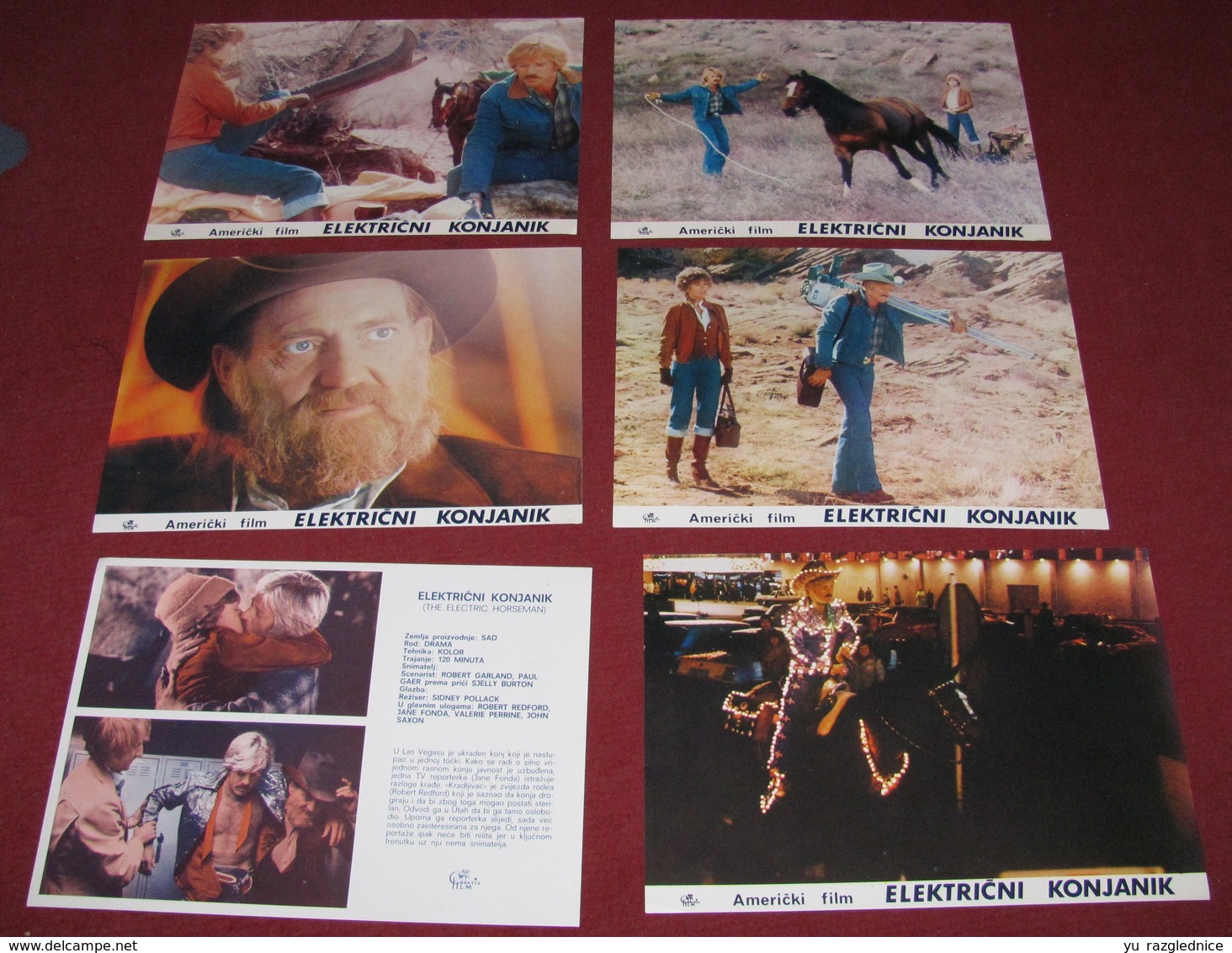 Robert Redford ELECTRIC HORSEMAN Jane Fonda - 5x Yugoslavian Lobby Cards - Foto's