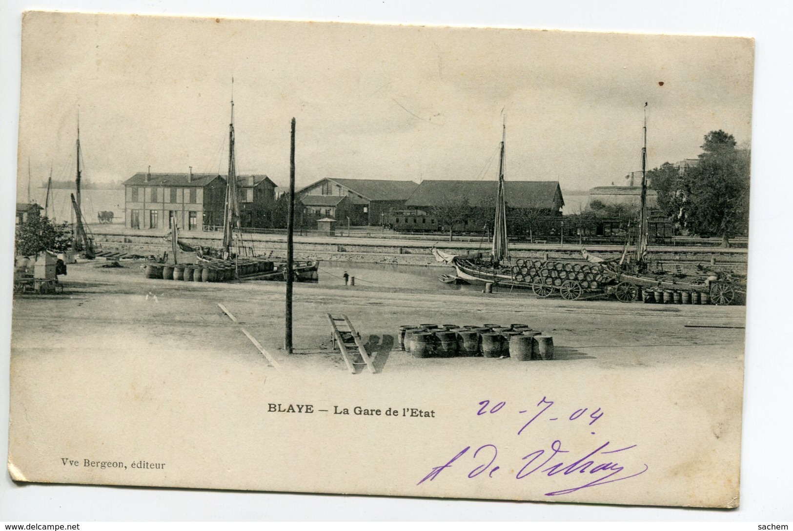 33 BLAYE La Gare De L'Etat Barriques à Quais Attente Chargement 1904 écrite Timb    D05 2019 - Blaye