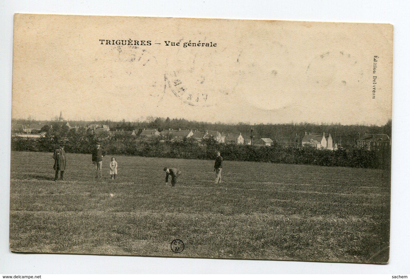 45 TRIGUERES Villageois Au Champ Abords Maisons écrite 1908 Timb D05 2019 - Other & Unclassified
