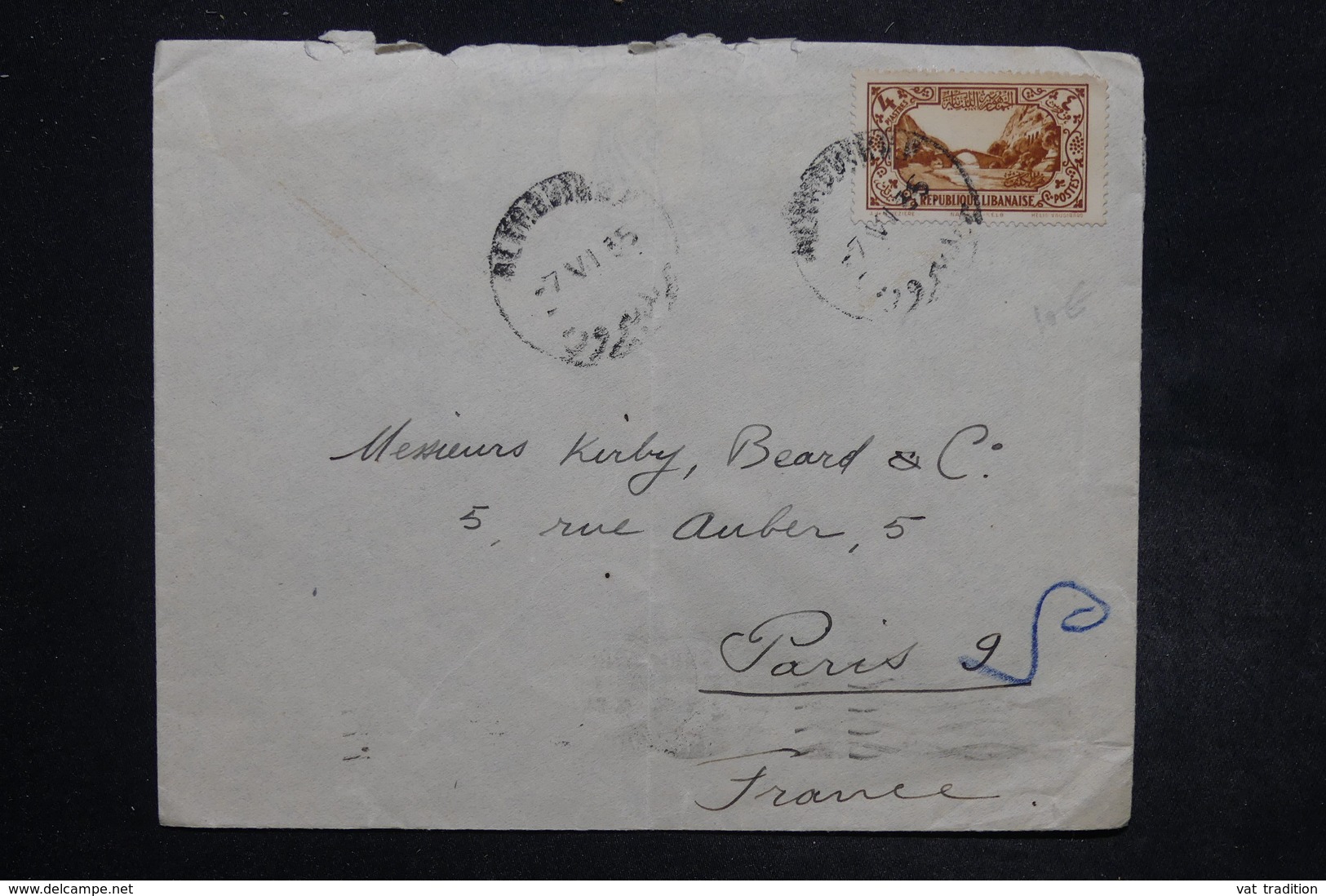 GRAND LIBAN - Enveloppe De Beyrouth Pour Paris En 1935 , Affranchissement Plaisant - L 27279 - Storia Postale