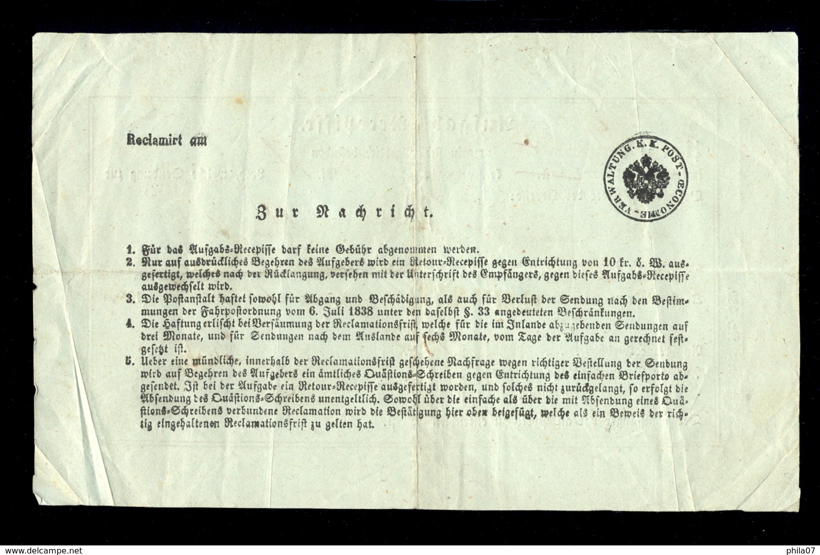 Austria - Return Receipt From 1860, With Cancel Garlonz / 2 Scans - Otros & Sin Clasificación