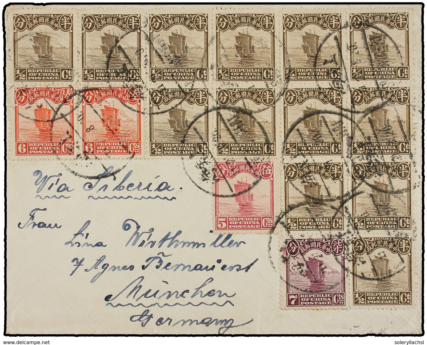 CHINA. 1920. SHANGHAI To GERMANY. Envelope, Nice Franking. - Andere & Zonder Classificatie