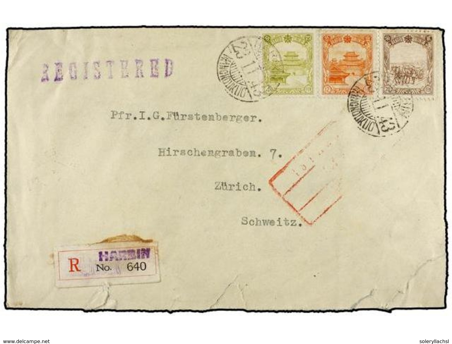 CHINA: MANCHURIA. 1943 (23-11). ANTUNG. DANISH MISSION To ZURICH. Envelope Send By Astrid Novrup With Manchoukuo  4 F. , - Autres & Non Classés