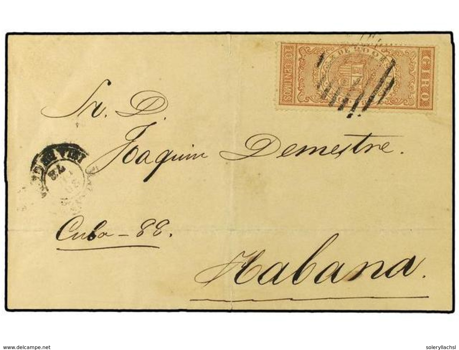 CUBA. 1873. MATANZAS A HABANA. Envuelta Circulada Con Sello De GIRO De  10 Cts.  Castaño. - Sonstige & Ohne Zuordnung