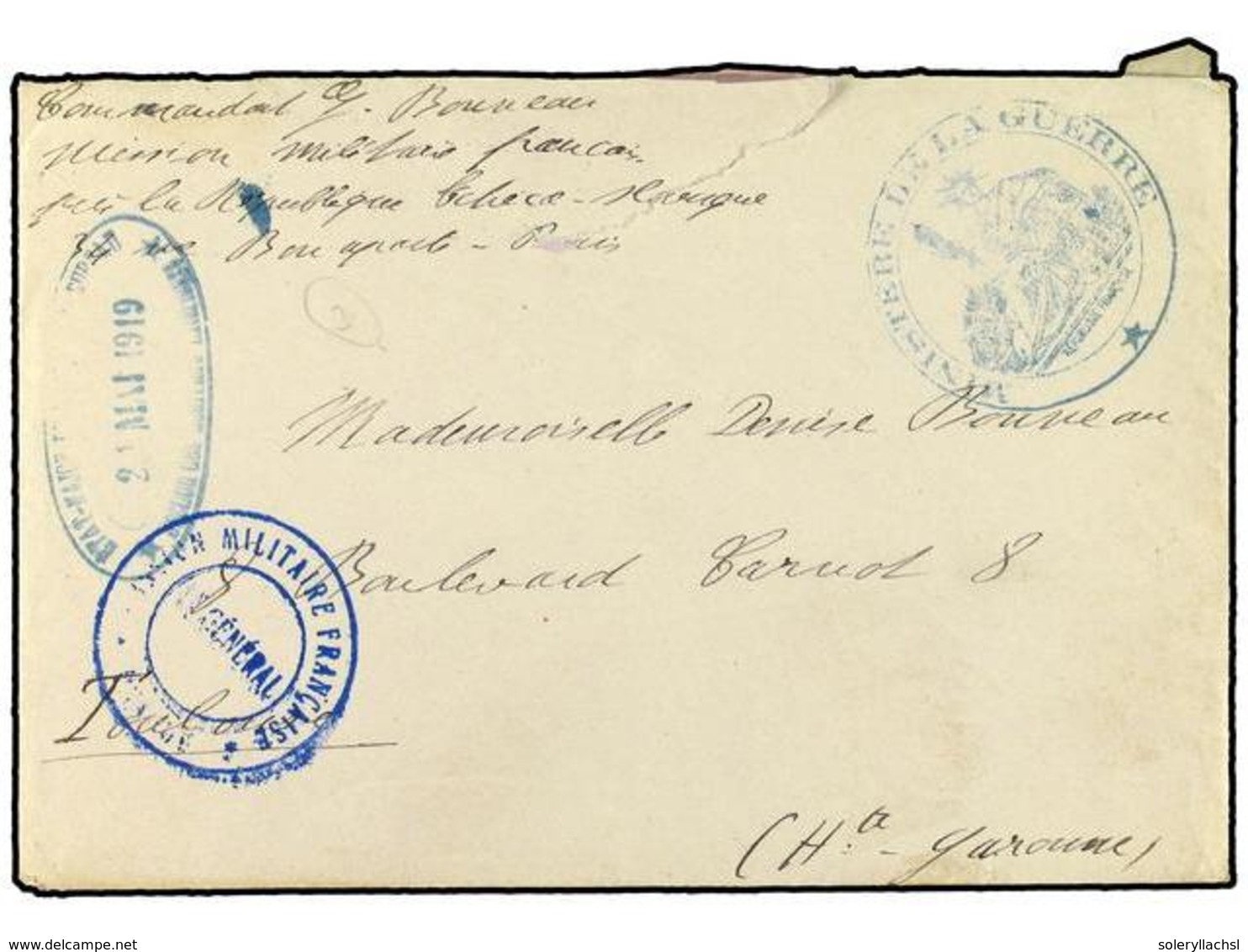 CHECOSLOVAQUIA. 1919. Military Mail Envelope To TOULOUSE Written From PRAGUE (17/5/19) And Cancelled By Military Cachet  - Autres & Non Classés