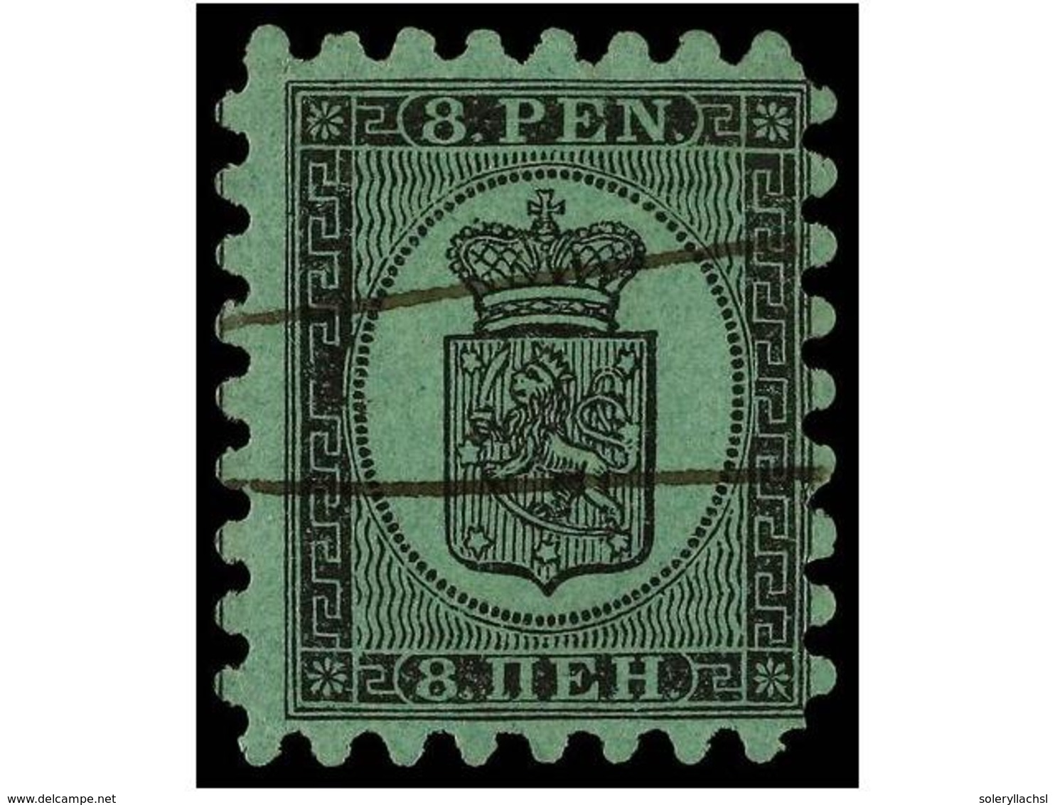 ° FINLANDIA. Mi.6Ax. 1866.  8 P.  Black On Green.  PEN  Cancellation. Fine. Michel.500€. - Sonstige & Ohne Zuordnung