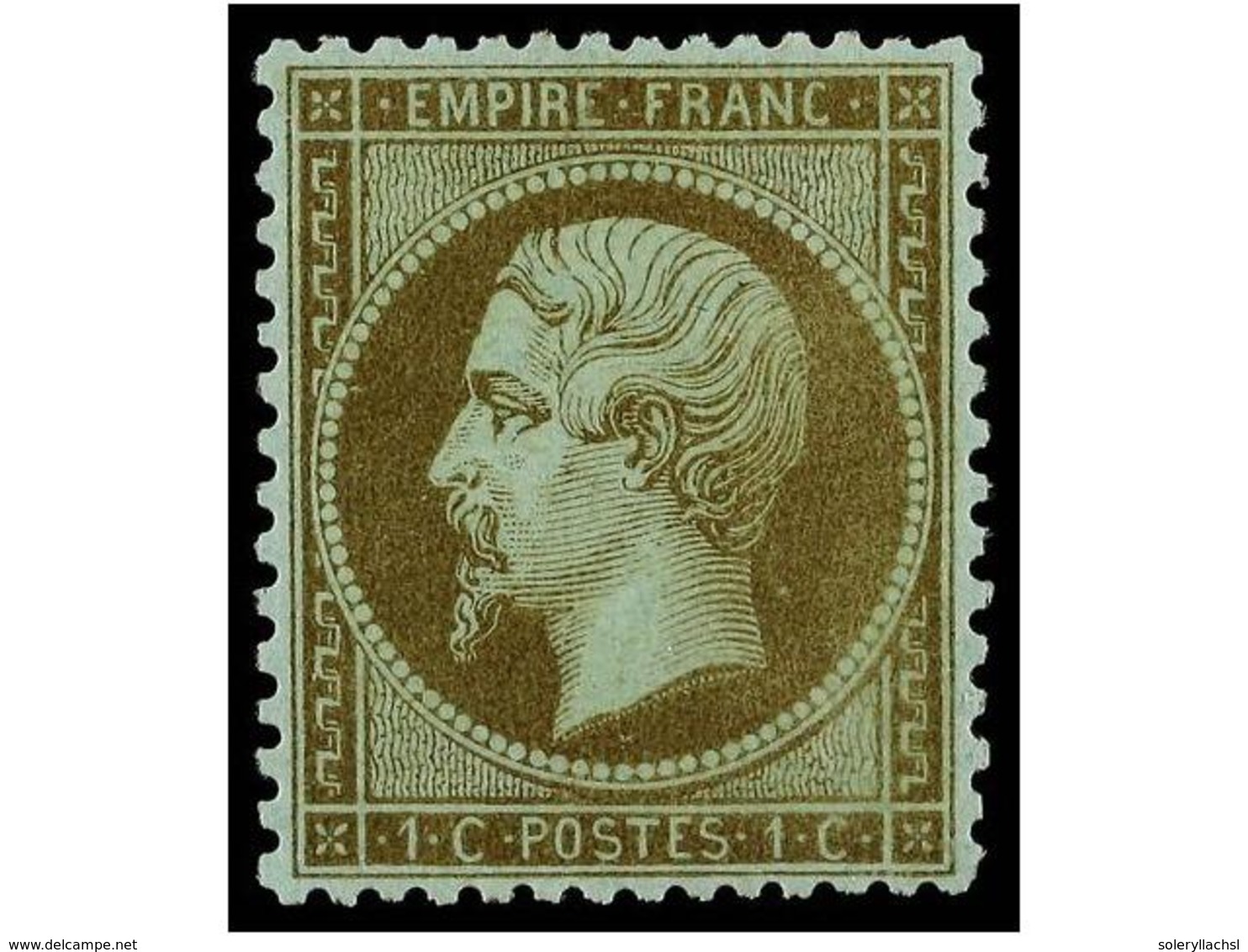 ** FRANCIA. Yv.19e. 1865.  1 Cto.  'mordore'. Extraordinario Centraje, Goma Original Sin Fijasellos. LUJO. F.A. BRUN. Yv - Altri & Non Classificati