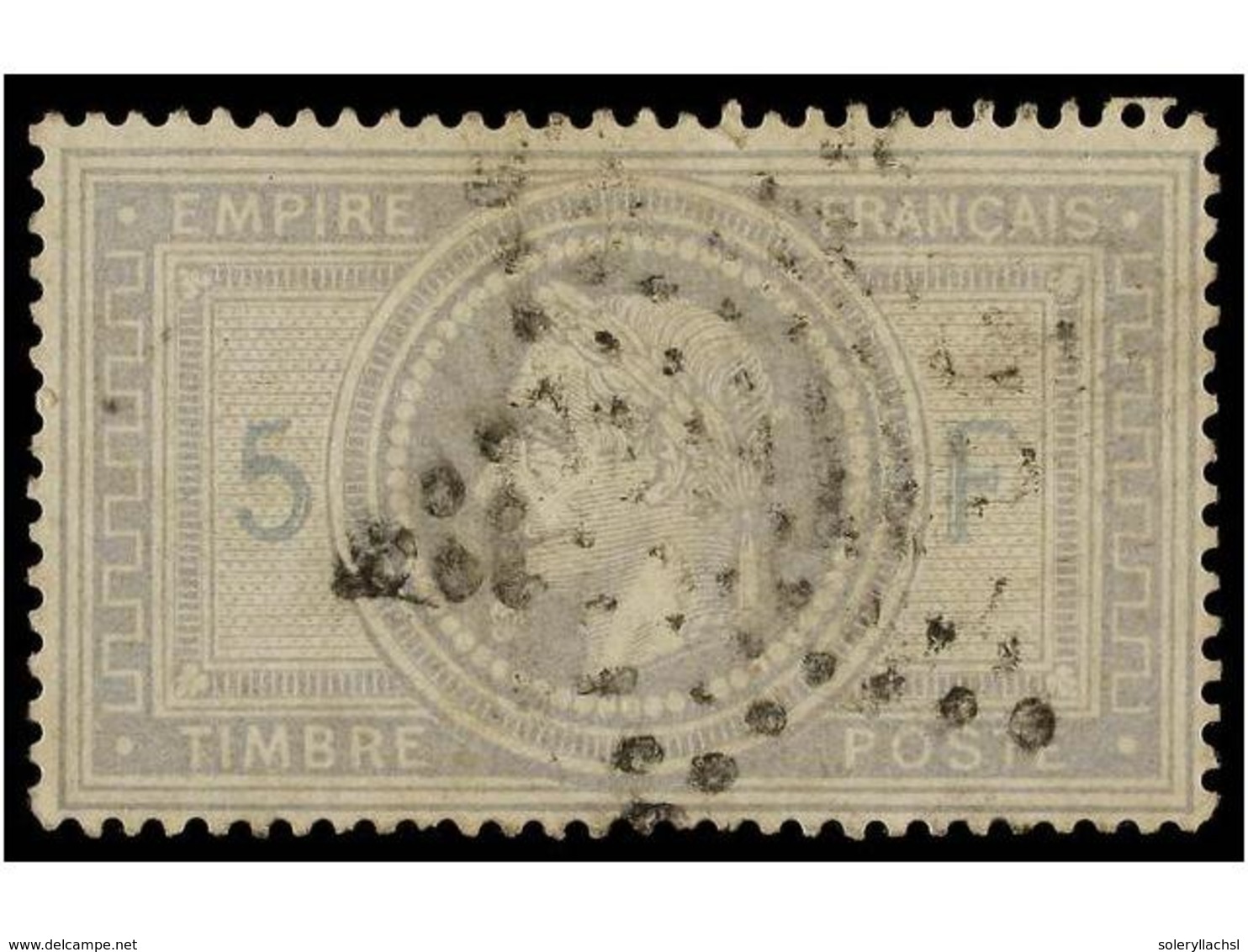 ° FRANCIA. Yv.33. 1867.  5 Fr.  Gris. Muy Bonito Ejemplar. Yvert.1.100€. - Altri & Non Classificati