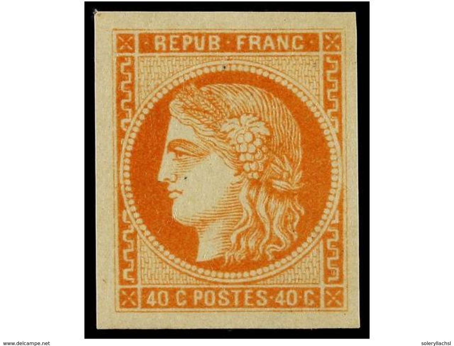 (*) FRANCIA. Yv.48. 1870.  40 Cts.  Naranja, Sin Goma. Márgenes Excepcionales. Yvert.300€. - Andere & Zonder Classificatie