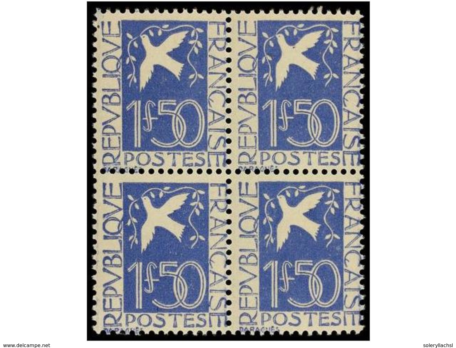 ** FRANCIA. Yv.294 (2). 1934.  1 F 50  Azul. Bloque De Cuatro. LUJO. Yvert.480€. - Autres & Non Classés