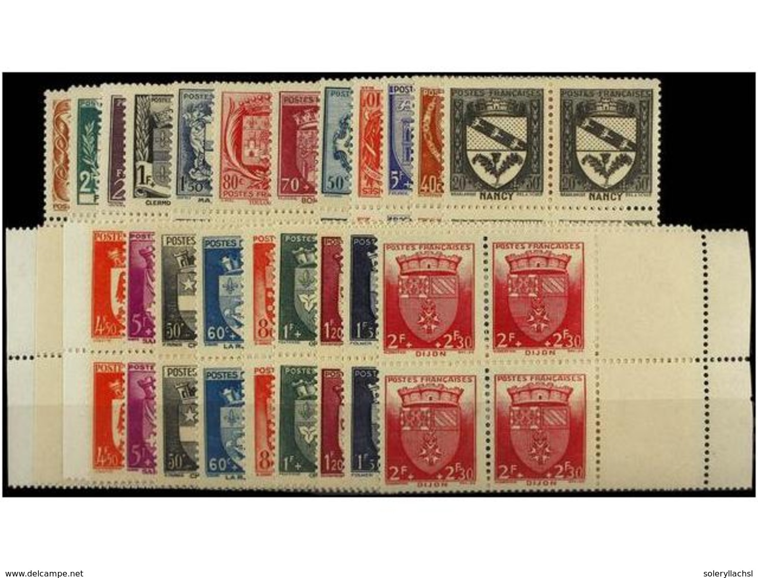 ** FRANCIA. Yv.526/37, 553/64. 1941-42.  ESCUDOS . Series Completas En Bloques De Cuatro. LUJO. Yvert.392€. - Autres & Non Classés