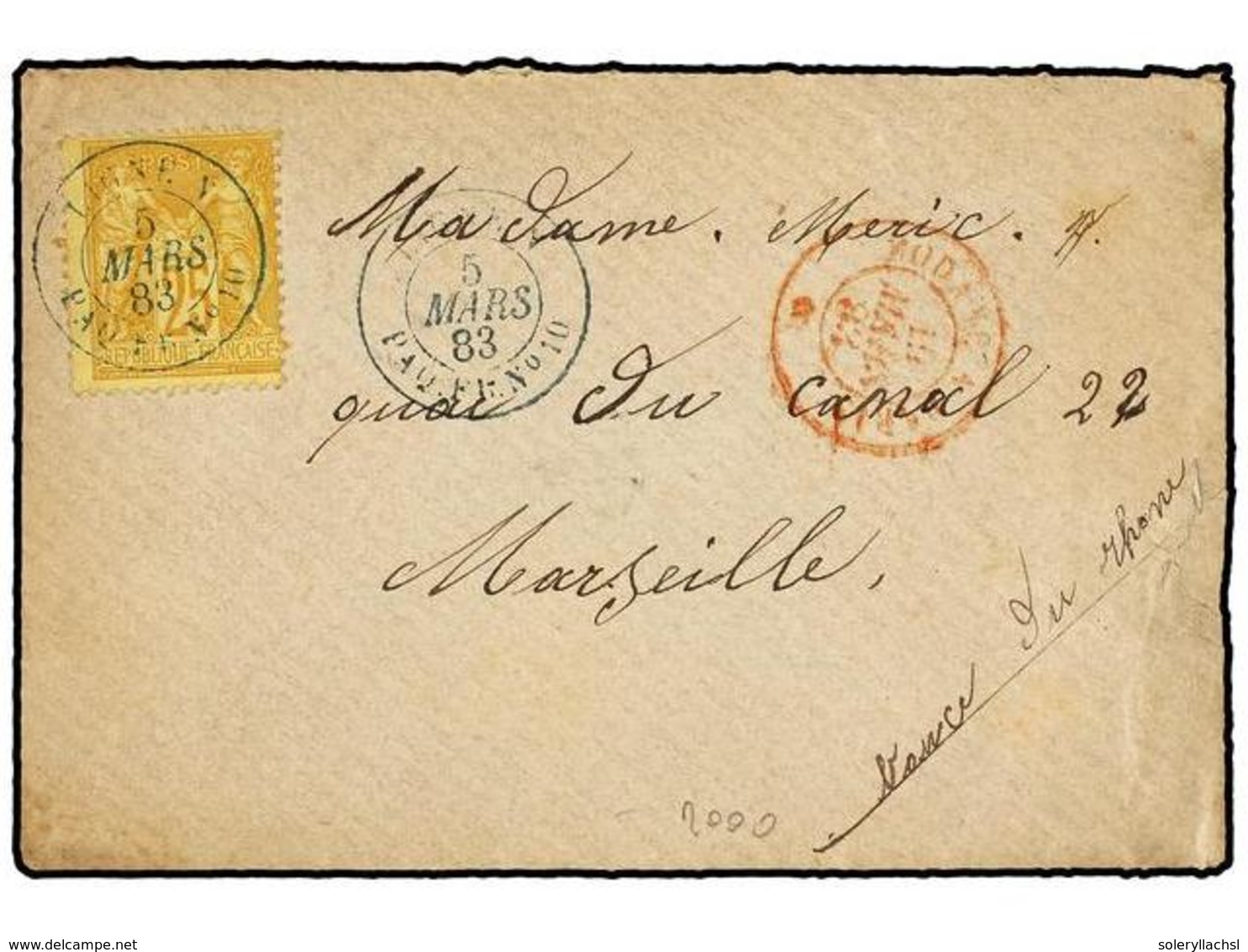 FRANCIA. Yv.92. 1883. LINEA N SHANGHAI-MARSELLA. Carta Embarcada En La Escala De ADEN Con Sello Francés De  25 Cts.  Ama - Autres & Non Classés