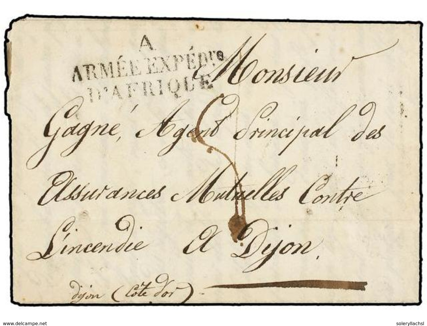 ARGELIA. 1832. ARGEL A DIJON. Carta Completa Marca  A/ARMEE EXPEDRE./D'AFRIQUE . Al Dorso  PURIFIE A MARSEILLE  (estampa - Other & Unclassified